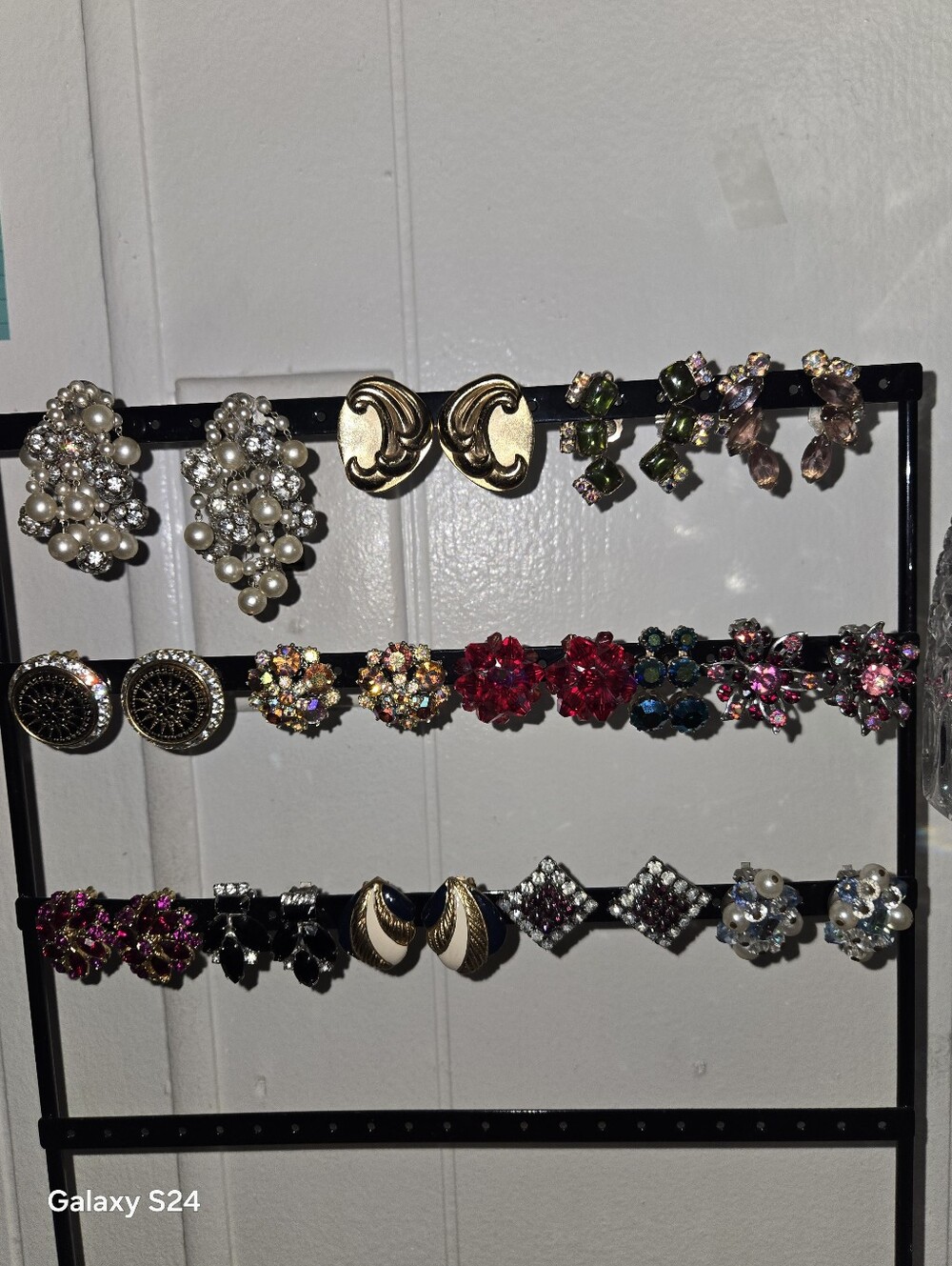 Vintage lot of rhinestone/crystal clip on earrings From Thd 60s +